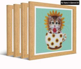 img 1 attached to 🎨 SKRYUIE 4 Pack 5D Diamond Painting: Kittens, Cups Cats, Sunflower Pumpkin Christmas Love – Full Drill DIY Kits for Wall Home Decor, Ideal Halloween Christmas Gift, 12"x12