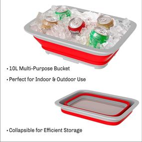 img 2 attached to 🏕️ Wakeman Outdoors Collapsible Multiuse Wash Bin - Portable Camping Basin/Dish Tub/Ice Bucket | 10 L Capacity, Red | Ideal for Tailgating, Camping, and More