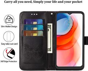 img 2 attached to 🦋 Stylish Wallet Case for Moto G Power 2021 - Butterfly Floral Embossed PU Leather Flip Cover with Kickstand and Card Holder Slots - Black