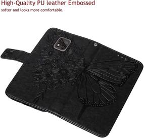 img 3 attached to 🦋 Stylish Wallet Case for Moto G Power 2021 - Butterfly Floral Embossed PU Leather Flip Cover with Kickstand and Card Holder Slots - Black