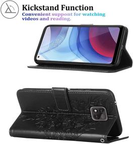 img 1 attached to 🦋 Stylish Wallet Case for Moto G Power 2021 - Butterfly Floral Embossed PU Leather Flip Cover with Kickstand and Card Holder Slots - Black