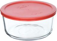 pyrex 7 cup round dish with plastic cover: bulk pack of 4, red логотип