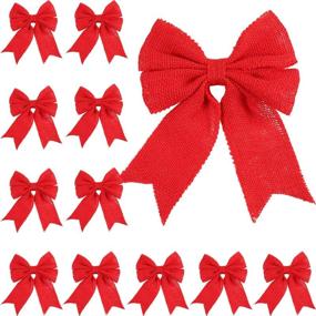 img 4 attached to Decorate with Ease: Tatuo 12-Piece Christmas Burlap Bow Set for Indoor and Outdoor Holiday Decor - Perfect for Wreaths, Trees, and Garlands!