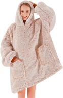 🧥 greenoak oversized sherpa wearable blanket sweatshirt, warm & cozy hooded blanket for women/men (khaki, large) logo