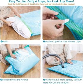 img 1 attached to 🛏️ TAILI Jumbo Vacuum Storage Bags Combo 8 Pack - Space Saver for Clothes, Bedding, Comforter, Duvets, Quilts, Pillows - No Pump or Cap Needed - 80% Space Saving Design