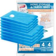 🛏️ taili jumbo vacuum storage bags combo 8 pack - space saver for clothes, bedding, comforter, duvets, quilts, pillows - no pump or cap needed - 80% space saving design logo