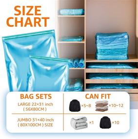 img 2 attached to 🛏️ TAILI Jumbo Vacuum Storage Bags Combo 8 Pack - Space Saver for Clothes, Bedding, Comforter, Duvets, Quilts, Pillows - No Pump or Cap Needed - 80% Space Saving Design