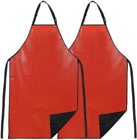 img 1 attached to Водонепроницаемый фартук с регулируемыми поясом и шеей, комплект из 2 штук, длина 43 дюйма - фартук из винила kilofly