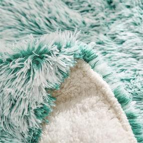 img 1 attached to Luxurious FlySheep Faux Fur Fluffy Comforter Set: Queen Size Aqua and White Shaggy Bedding with Plush Sherpa Backing - Reversible & Super Warm for Winter