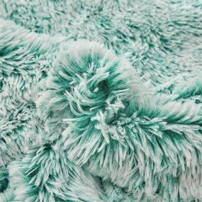 img 2 attached to Luxurious FlySheep Faux Fur Fluffy Comforter Set: Queen Size Aqua and White Shaggy Bedding with Plush Sherpa Backing - Reversible & Super Warm for Winter