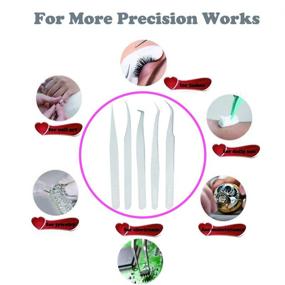 img 1 attached to 👁️ DAODER 5-Piece Lash Eyelash Extension Tweezers Set - Straight & Curved Bent Point Tip Precision Tweezers Tool for Lash Extension Application and Crafts, including PU Storage Case