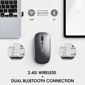 img 3 attached to 🖱️ Inphic Rechargeable Bluetooth Mouse, Tri-Mode Wireless Mouse (Bluetooth 5.0/4.0+2.4GHz) with Ultra-Slim & Silent Click, 1600DPI 3 Adjustable Optical Portable Mouse for PC MacBook iPad OS – Grey