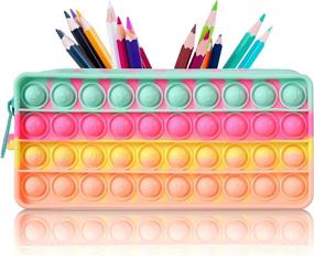 img 4 attached to 🖍️ Fidget Pop Bubble Silicon Pencil Case: Sensory Fidget Toy & Stationery Organizer for Office | Pen Bag & Decompression Toy