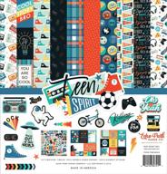 📚 echo park paper company tsb185016 teen spirit boy collection kit - 12"x12" - orange, teal, black logo