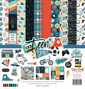 img 1 attached to 📚 Echo Park Paper Company TSB185016 Teen Spirit Boy Collection Kit - 12"x12" - Orange, Teal, Black