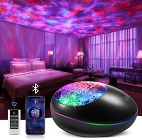 img 4 attached to Fire Galaxy Projector - Night Light Star Projector for Bedroom 🌌 with Ocean Wave Projection, Kids White Noise Music, Bluetooth Connectivity - Starlight Projector