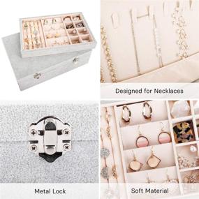img 1 attached to 💎 Mebbay Velvet Jewelry Box Organizers - Two Layer Jewelry Storage for Women: Necklaces, Stud Earrings, Bracelets, Rings (Grey) - Dimensions: 11.2" x 7.9" x 3.1