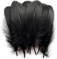 🦢 черные натуральные гусиные перья sowder для одежды, аксессуаров, пакет оптом - 100 штук. логотип