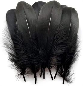 img 3 attached to 🦢 Черные натуральные гусиные перья Sowder для одежды, аксессуаров, пакет оптом - 100 штук.