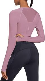 img 4 attached to BALEAF Women's Slim Fit Long Sleeve 🏋️ Crop Top for Running, Gym, and Yoga Workouts