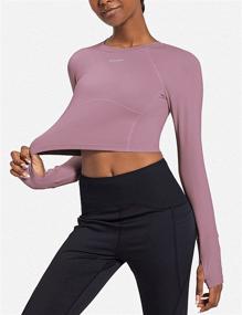 img 1 attached to BALEAF Women's Slim Fit Long Sleeve 🏋️ Crop Top for Running, Gym, and Yoga Workouts