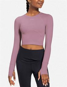 img 3 attached to BALEAF Women's Slim Fit Long Sleeve 🏋️ Crop Top for Running, Gym, and Yoga Workouts