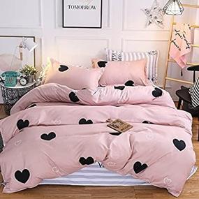 img 1 attached to 💗 SHAXIA Queen Size Ultra Soft Duvet Cover Set with Printed Loving Heart - Zipper Closure, 3 Pieces (1 Comforter Cover & 2 Pillow Shams) - Pink