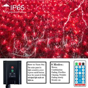 img 2 attached to Malgero Mesh Net Red Christmas Lights Solar Powered 8 Modes 9