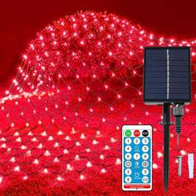 img 4 attached to Malgero Mesh Net Red Christmas Lights Solar Powered 8 Modes 9