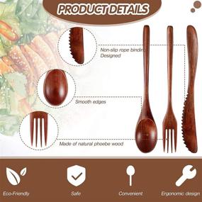 img 2 attached to 🍴 12-Piece Wooden Spoon Fork Knife Cutlery Set - Wooden Dinner Utensil Set for Kitchen - Wooden Flatware Tableware Cutlery Set Including Spoon, Fork, Knife