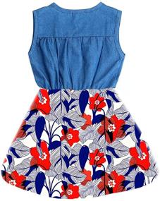 img 3 attached to 👗 Girls Summer Dress with Bow Tie - Denim Sundress for Kids 2-8 Years