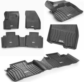 img 1 attached to 🚗 3W Floor Mats - Custom Fit All Weather Liners for Lincoln MKX 2016-2018 - Full Set - Black