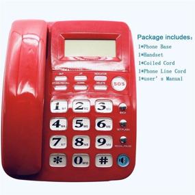 img 2 attached to 📞 Настольный проводной телефон MuYuTec: телефон с Caller ID, функцией громкой связи и усиленным звонком - телефоны с крупными кнопками для пожилых людей - телефон для экстренных ситуаций SOS (красный)