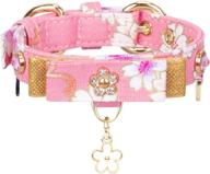 🌸 stylish floral print cat and dog collar with bow and rhinestones - adjustable and elegant pet accessories логотип