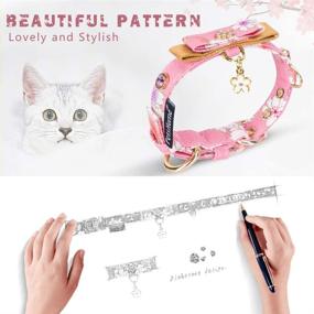 img 3 attached to 🌸 Stylish Floral Print Cat and Dog Collar with Bow and Rhinestones - Adjustable and Elegant Pet Accessories