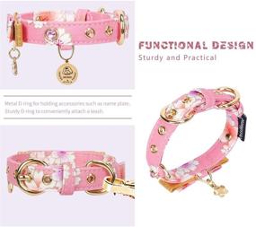 img 1 attached to 🌸 Stylish Floral Print Cat and Dog Collar with Bow and Rhinestones - Adjustable and Elegant Pet Accessories