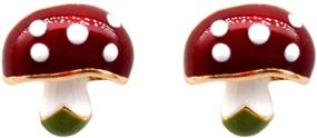 img 4 attached to 🍄 Hypoallergenic Enamel Gold Metal Stud Earrings: Delicate Easter Jewelry Gifts for Women, Teen Girls & Kids from YUNXI Mushroom