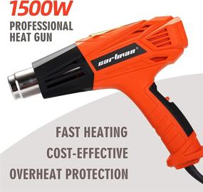 img 1 attached to 🔥 CARTMAN 1500W Heat Gun with Dual Temperature Settings and Overload Protection, 842-1112 ℉, Carry Case and 4 Metal Nozzles for Shrink Wrapping, Tubing, Paint Removal