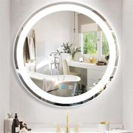 🪞 28 inch round led bathroom mirror with lights - circle led lighted mirror for wall mounted vanity - makeup mirror with dimmable front light - anti-fog frameless round light up smart vanity mirror - white logo