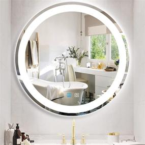 img 4 attached to 🪞 28 Inch Round LED Bathroom Mirror with Lights - Circle LED Lighted Mirror for Wall Mounted Vanity - Makeup Mirror with Dimmable Front Light - Anti-Fog Frameless Round Light up Smart Vanity Mirror - White