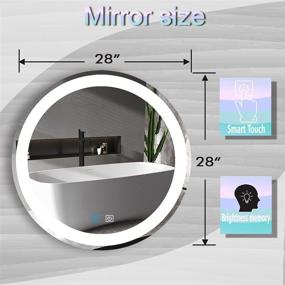 img 1 attached to 🪞 28 Inch Round LED Bathroom Mirror with Lights - Circle LED Lighted Mirror for Wall Mounted Vanity - Makeup Mirror with Dimmable Front Light - Anti-Fog Frameless Round Light up Smart Vanity Mirror - White