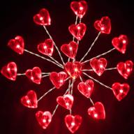 🔥 red firework curtain lights, 2 pack heart shaped 20 leds string lights, starburst fairy hanging battery operated lights for mother's day & valentine's day wedding indoor outdoor garden party decoration логотип