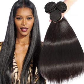 img 4 attached to 💇 20 22 24 Inch Brazilian Unprocessed Virgin Human Hair Extension Weave Blackmoon Hair - Straight Natural Color, 3 Bundles, 95-100g/PC