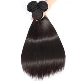 img 1 attached to 💇 20 22 24 Inch Brazilian Unprocessed Virgin Human Hair Extension Weave Blackmoon Hair - Straight Natural Color, 3 Bundles, 95-100g/PC