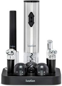 img 4 attached to Ivation 9-Piece Wine Opener Gift Set: Deluxe Bar Kit with Electric Bottle Opener, Cork Extractor, Aerator Pourer, Stoppers, Foil Cutter, Stand, and More!