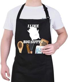 img 2 attached to 👨 I Like Big Butts-Funny Apron for Men Women with 3 Pockets, Gifts for Men, Black - A Hilarious and Practical Apron for BBQs and Cooking