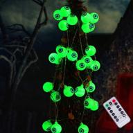 halloween eyeball string lights, cute scary decoration with 30 led eyeballs, waterproof 8 modes twinkle lights for halloween party, house, yard, garden decor - green logo