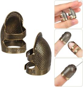 img 1 attached to 10PCS Copper Sewing Thimble Finger Protector, Adjustable Metal Embroidery Thimble Finger Shield Ring 🧵 for Fingertip Sewing, Craft DIY Sewing Tools, Needlework, Embroidery (5 Medium + 5 Small Size)