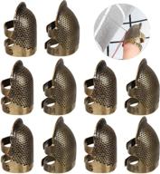 10pcs copper sewing thimble finger protector, adjustable metal embroidery thimble finger shield ring 🧵 for fingertip sewing, craft diy sewing tools, needlework, embroidery (5 medium + 5 small size) logo