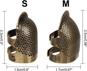 img 3 attached to 10PCS Copper Sewing Thimble Finger Protector, Adjustable Metal Embroidery Thimble Finger Shield Ring 🧵 for Fingertip Sewing, Craft DIY Sewing Tools, Needlework, Embroidery (5 Medium + 5 Small Size)